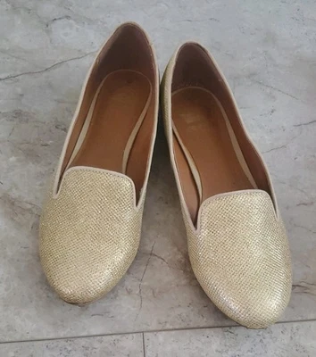 Mocasines sin cordones Crown Vintage para mujer dorados con brillo pecaminoso, talla 8,5 M Foto 1 de 4