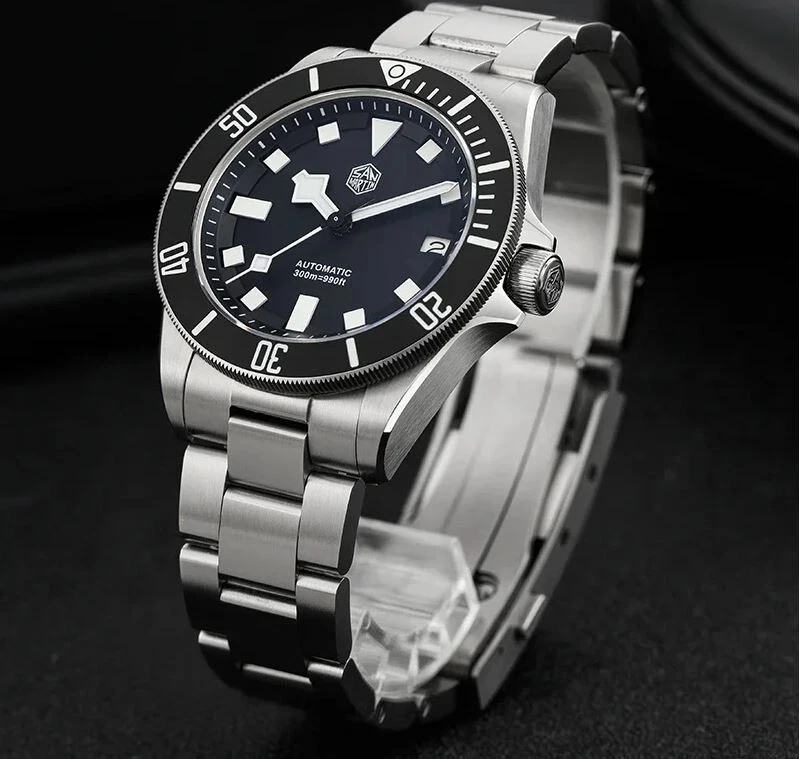 San Martin SN0121T Titanium Dive Watch NH35 USA Ready Tudor PELAGOS BLACK DATE - Image 1 of 4