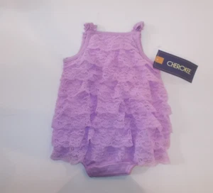 Cherokee Girls Size 3-6 Months Purple Layered Lace Ruffle Dress - Picture 1 of 6
