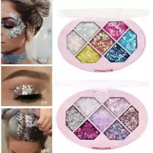 7 Color Diamond Glitter Eye Shadow Palette Highlight Sequins Eyeshadow Cosmetics - Picture 1 of 8