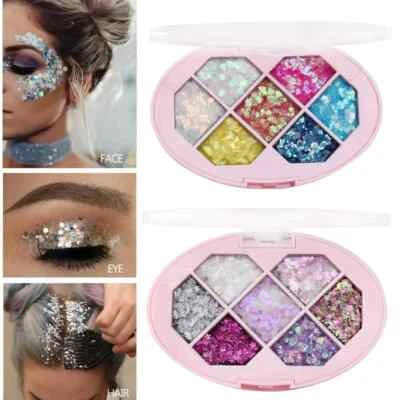 7 Color Diamond Glitter Eye Shadow Palette Highlight Sequins Eyeshadow Cosmetics - Image 1 of 4