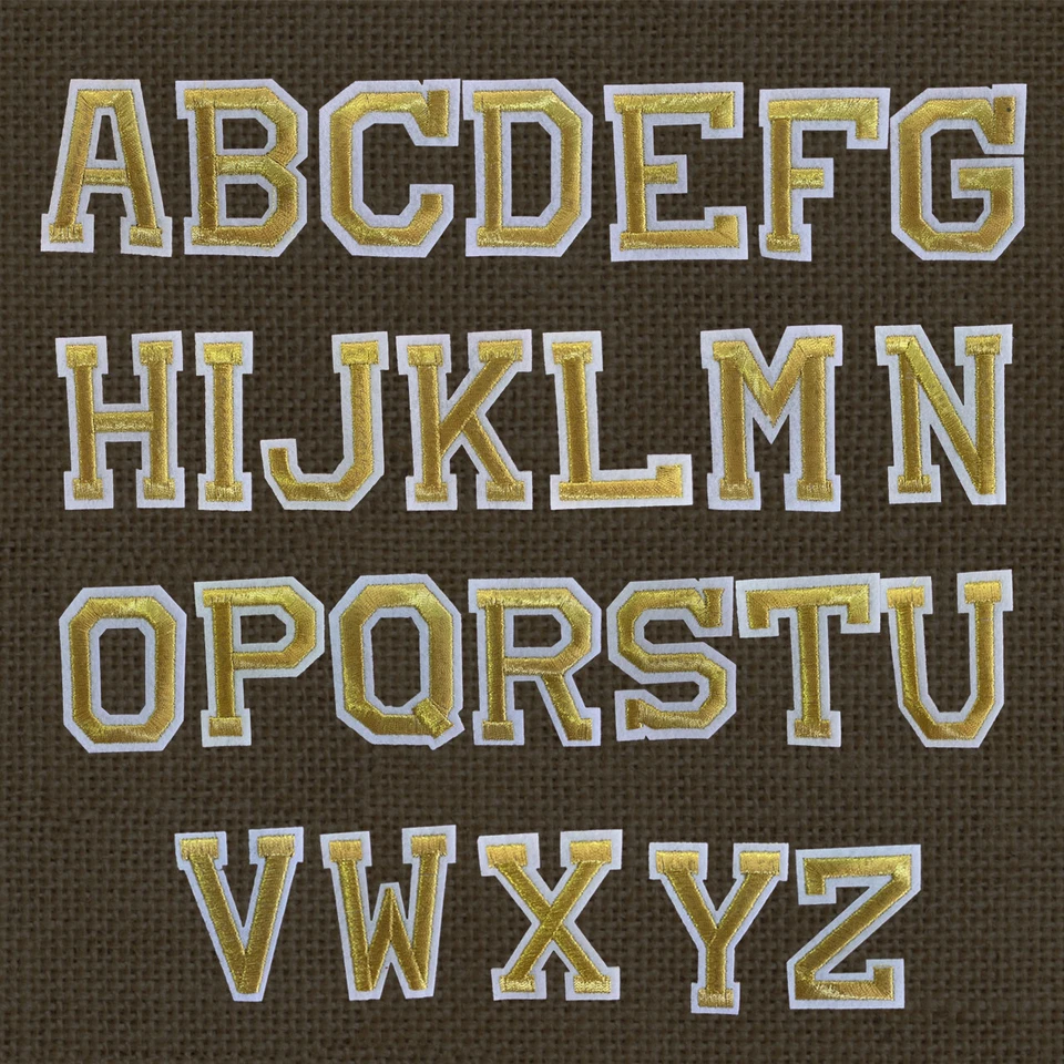 1pc Letter Gold Embroidered Cloth Iron On Patch Appliqué Alphabet word #1888 - image 1 of 1