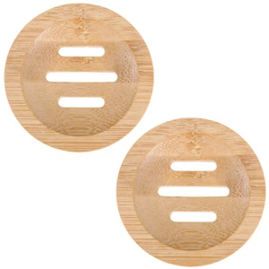  2 Pcs Bamboo Soap Box Dish Holder Boxes for Homemade Travel Round - Picture 1 of 11
