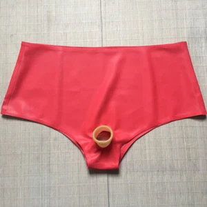 Latex Rubber Briefs Cosplay Red Handmade shorts Cosplay Party Fixed Men 2XL - Picture 1 of 1