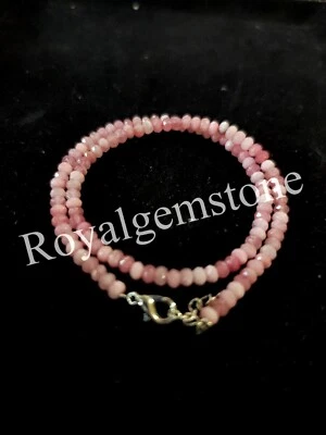 Collar con cuentas redondas facetadas naturales de cuarzo rosa para mujer Foto 1 de 4