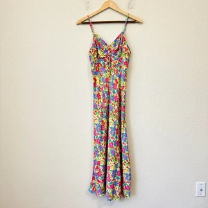 FAITHFULL THE BRAND Shayna Dress Womens Sz 4 La Fortuna Floral Midi Summer NWT - Picture 1 of 14