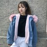 Ladies Fleece Lined Sherpa Denim Jacket Tops Faux Fur Collar Top Coat Slim Fit e