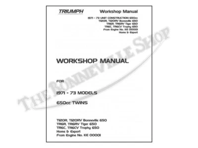 Triumph Bonneville Tiger Trophy 650 unidades gemelos manual de tienda para 1971-1973 PN#... Foto 1 de 2