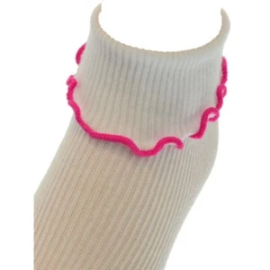 Sierra Socks Girls Single Cuff Cotton Socks with Lettuce Edge Non-Skid Socks - Picture 1 of 9
