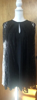 Guess Lace Black Cape Maxi Dress New Large Wedding Cocktail Keyhole Foto 1 de 4