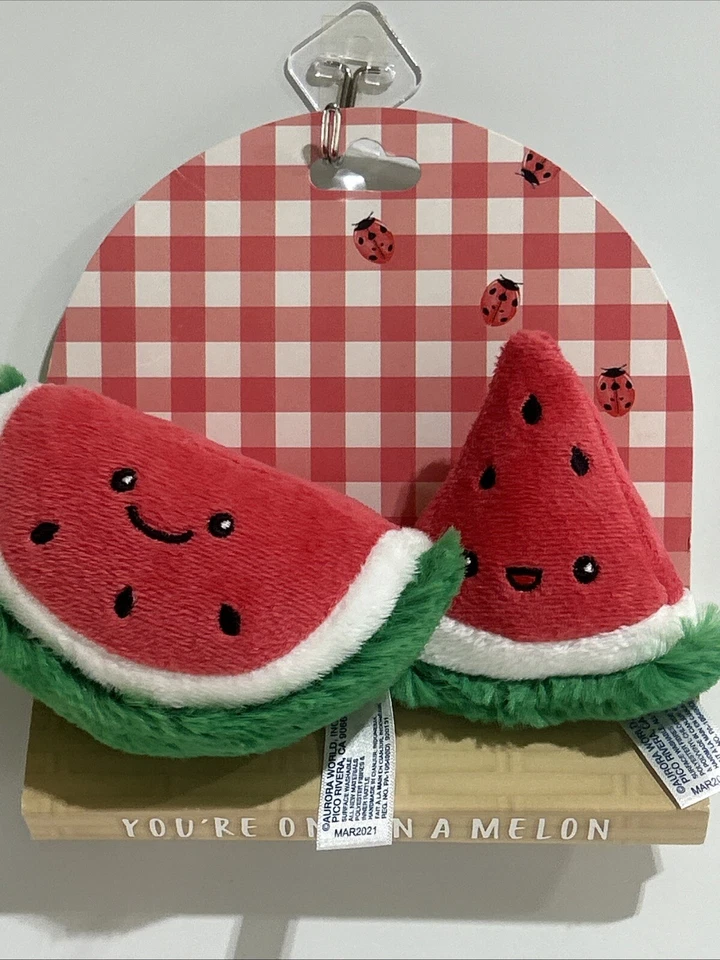 New Aurora 2 Piece Watermelon Rattle & Crinkle Plush Set You're One in a Melon - Image 1 of 4