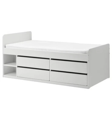 Marco de cama doble ikea y colchón con almacenamiento  Foto 1 de 4