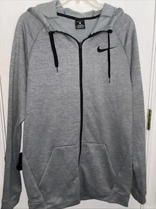 Nike Mens Dri-Fit Training Full Zip Hoodie Grey Sz Medium Tall 860465-068 EUC - Picture 1 of 13