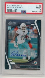 Jaylen Waddle 2021 Panini Absolute Signature Auto PSA 9 #106 Rookie RC