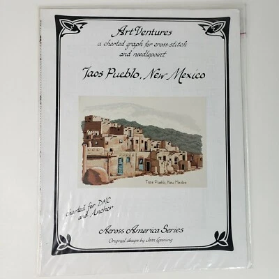 Art Ventures Taos Pueblo New Mexico Cross Stitch Needlepoint Charted Graph NEW - Image 1 of 3