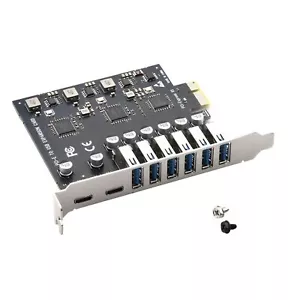 PCI-E Expansion Card PCIE to 8 Port USB 3.2 Gen1 Controller Type C 5Gbps Adapter - Picture 1 of 9