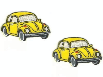 Yellow Beetle Car Patch Facing Right Embroidered Iron on Sew on  Lot of 2 - Image 1 of 2