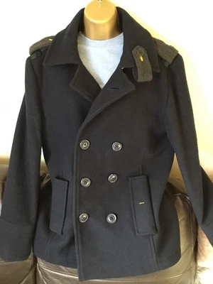 Men’s Superdry Limited Navy Pea Coat M - Image 1 of 4