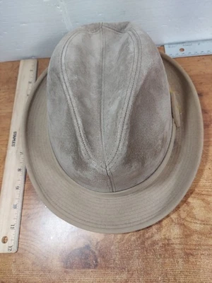Dobbs Beige Suede Fedora Hat - No Feather Size 7 1/4 - Image 1 of 4