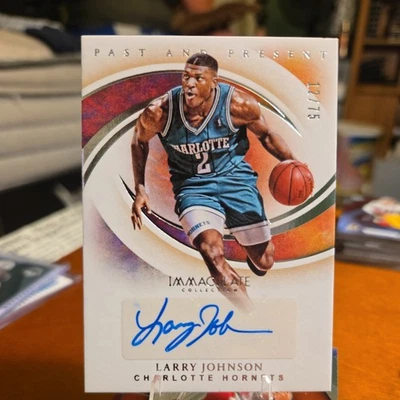 2019-20 Immaculate Collection Past and Present Signatures Larry Johnson 12/75 - Image 1 of 3