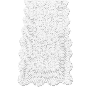 Cotton Handmade Crochet Lace Table Runner White Rectangle Coffee Table Dresse... - Picture 1 of 7