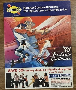 1973 ST LOUIS CARDINALS vs Braves Scorekarte LOU BROCK HANK AARON MLB HOF - Bild 1 von 3