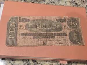 🌟$10 Feb 17, 1864 Confederate States of America Obsolete Banknote * ROUGH - Picture 1 of 7