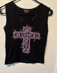 Camiseta sin mangas Y2K 2004 Jonny Rock pequeña negra Sabbath para mujer - Imagen 1 de 8