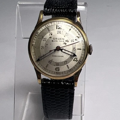 29mm Gold Tone Gruen Veri Thin Precision 24 Hour Dial Mechanical Manual Wind - Image 1 of 4