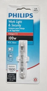 New Philips 100W 120V Clear RSC Base T3 Work Light & Security Bulb - Picture 1 of 6