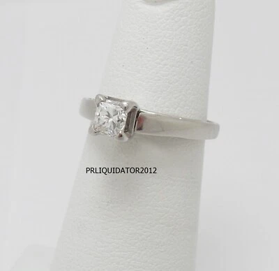 1/2CT Natural Princess Diamond Solitaire Engagement Wedding Ring 14K White Gold - Image 1 of 4
