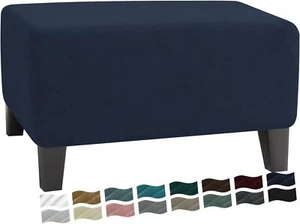 Velvet Ottoman Slipcover Small Stretch Square Rectangle Footstool Slipcover F... - Picture 1 of 1