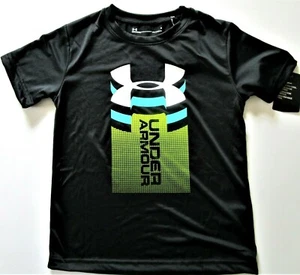 Under Armour Heat Gear Jungen schwarz blau Kurzarm Shirt Y6 & Y7 - Neu mit Etikett - Bild 1 von 18