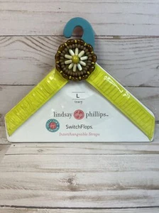 NEW Lindsay Phillips SwitchFlops TRACY Shoe Straps YELLOW BEADED LARGE - Picture 1 of 5