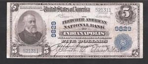 RARE FLETCHER AMERICAN NATIONAL BANK 1902 $5, CHARTER 9829 - Picture 1 of 2