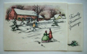 Coppie si radunano per visita biglietto di auguri natalizio vintage *B12 - Foto 1 di 3