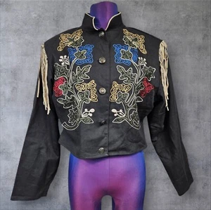 Vintage Southwest Canyon Embroidered Fringed Rockabilly Jean Jacket Size XL SF8 - Picture 1 of 11