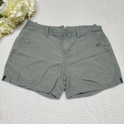 Pantalones Cortos Calvin Klein Mujer 8 Gris Verde Mezcla Lino Foto 1 de 4