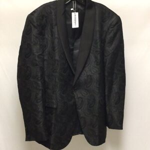 Coofandy Mens Black Floral Long Sleeve Notch Collar Tuxedo Suit Jacket Size XL