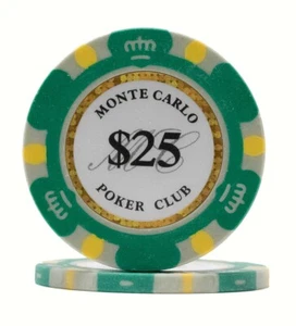 50 fichas de póquer Da Vinci Premium 14 gr arcilla Montecarlo, verde denominación $25 - Imagen 1 de 1