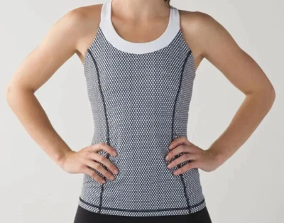 Camisa sin mangas Lululemon Athletica Enhearten Miss malla para mujer talla 2 blanca negra Foto 1 de 4