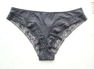 Women Sexy Briefs Thongs smooth&mesh Underwear high cut bikini Panties Gray M-L - Picture 1 of 6