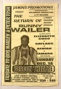 BUNNY WAILER VINTAGE 1997 SMALL FLYER 12/14/1997 BEACON THEATER NYC BOB MARLEY - Picture 1 of 2