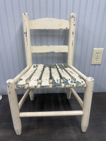 vintage wood  Childs straight back chair Farm House Decor Chippy Paint Cover
