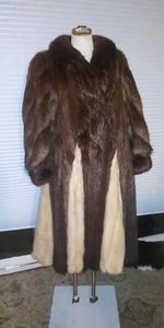 Vintage  Full Lenght Fur Coat Sz Large Beaver And Mink - Picture 1 of 7