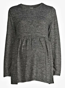 New Time And Tru Long Sleeve Heather Gray Ruffled Maternity Top Size S(4-6) - Picture 1 of 3