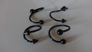 1 X Twister Spiral Ear Lip TITAN BLACK NOSE Spike/Ball 3Mm 1Mm 18G Ø 10Mm - Picture 1 of 3