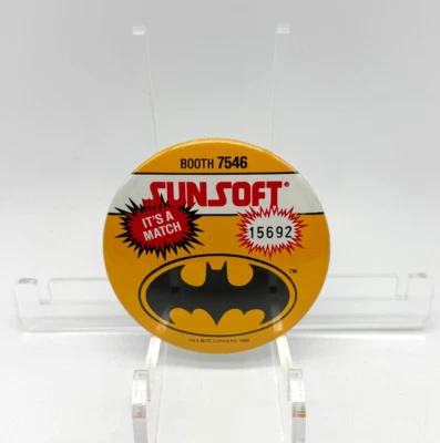 Vintage Batman Video Game Promo Pin Sunsoft 1989 Convention 3" Pinback RARE NES - Image 1 of 4
