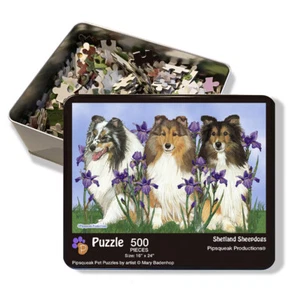 Shetland Sheepdog Jigsaw Puzzle, 500-piece with reusable Tin, from painting by M - Picture 1 of 3