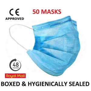 50 piezas máscara no quirúrgica máscara facial bucle para oreja 3 capas desechable - Imagen 1 de 7